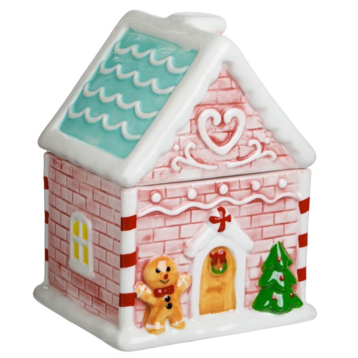 Kerámia Süteménytartó Karácsonyra, Mézeskalács Házikó, 14x12x19cm