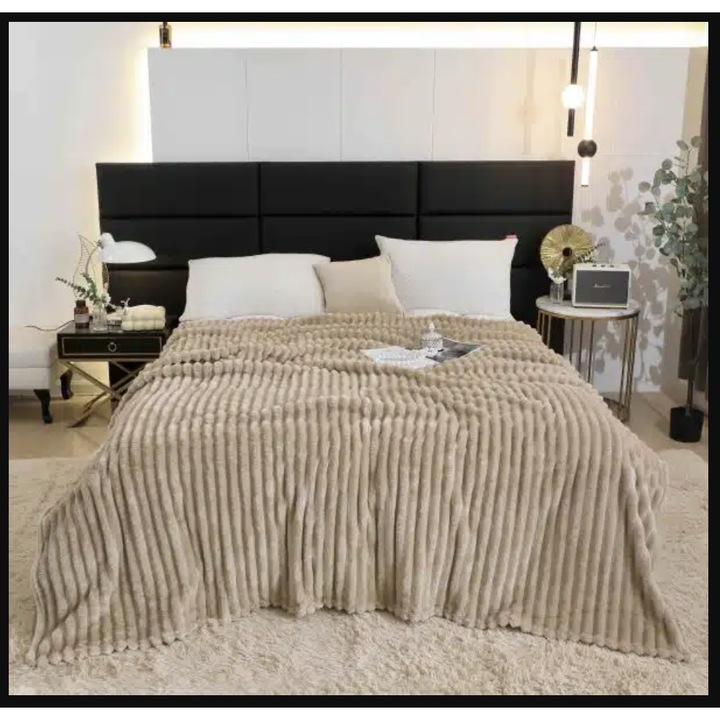 Puha takaró 130×200 cm ágyra vagy kanapéra – Meleg pléd dombornyomott mintával