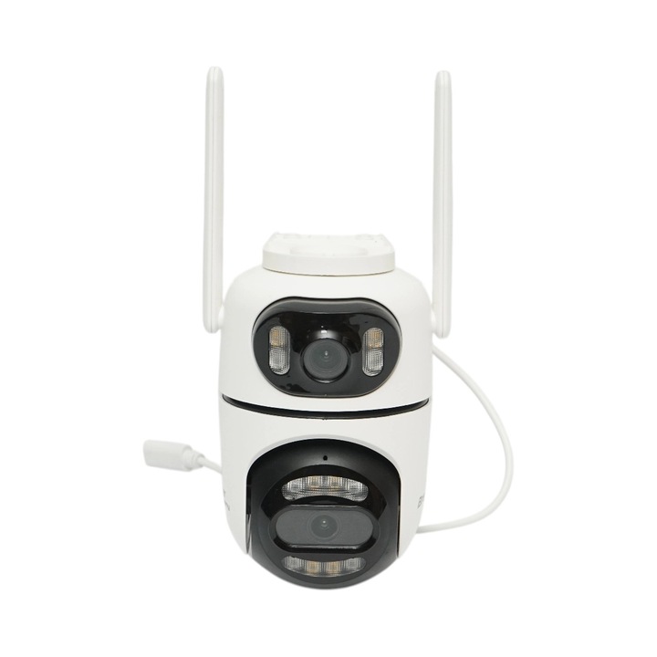 Camera de supraveghere Immax Neo Lite ANGLE II 360°, RJ45, WiFi, interior/exterior, 1080p Full HD, comunicare bidirectionala, senzor miscare, auto track, alb