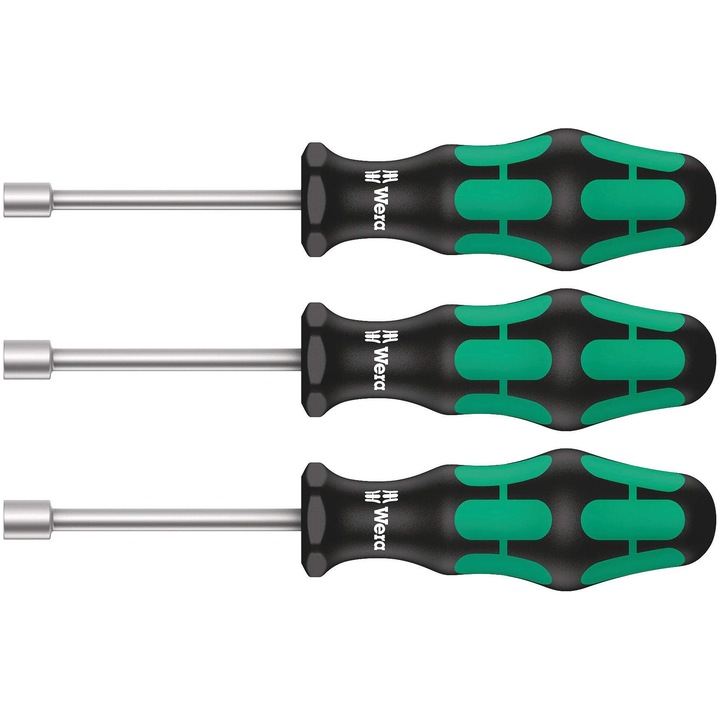 Set de surubelnite pentru chei tubulare Wera HO/3, 3 bucati, negru, verde