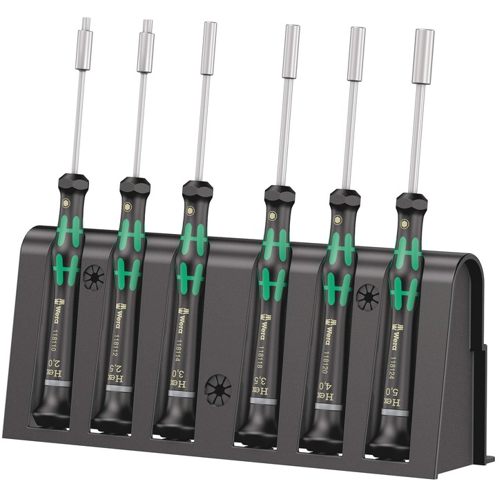 Set de surubelnite pentru electronice Wera 2069/6 + rack, 6 bucati, 05118158001