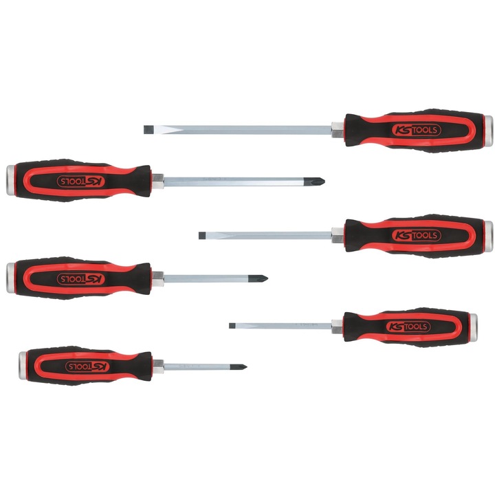 KS Tools 151.1160 Set de surubelnite cu capac de impact ERGOTORQUEmax, 6 buc.Schlitz, PH