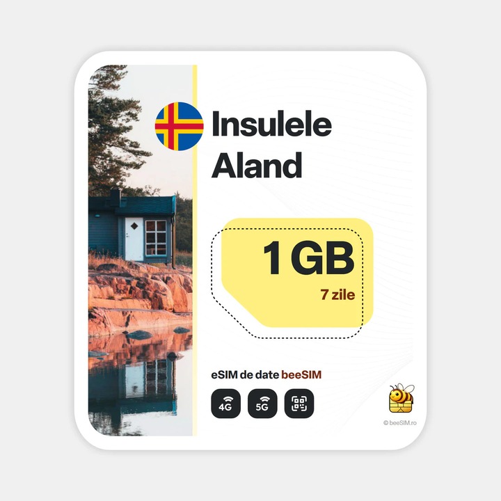 Cartela eSIM Internet, beeSIM, Insulele Aland, 1GB, 7 zile