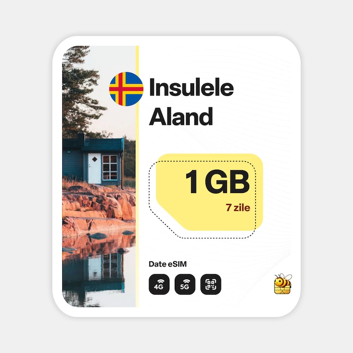 Cartela eSIM Internet, beeSIM, Insulele Aland, 1GB, 7 zile