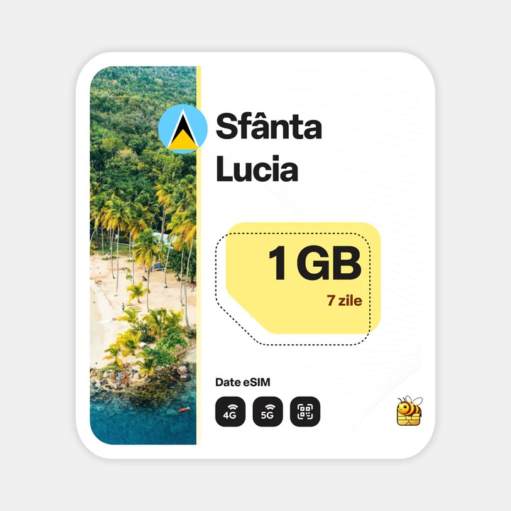 Cartela eSIM Internet, beeSIM, Sfanta Lucia, 1GB, 7 zile