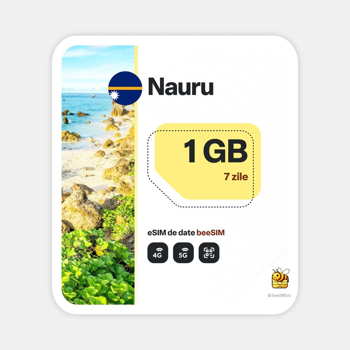 Cartela eSIM Internet, beeSIM, Nauru, 1GB, 7 zile