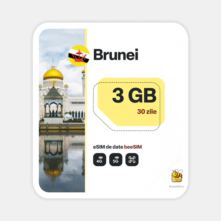 Cartela eSIM Internet, beeSIM, Brunei, 3GB, 30 zile