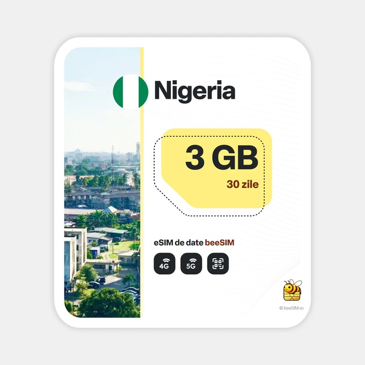 Cartela eSIM Internet, beeSIM, Nigeria, 3GB, 30 zile