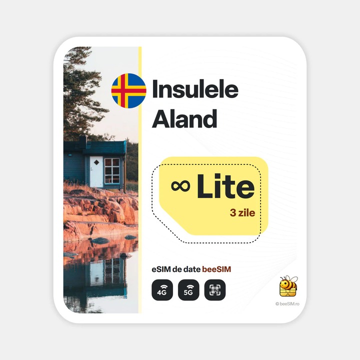 Cartela eSIM Internet, beeSIM, Insulele Aland, Nelimitat, 3 zile