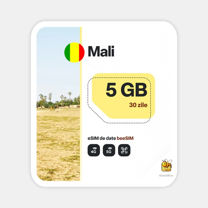 Cartela eSIM Internet, beeSIM, Mali, 5GB, 30 zile