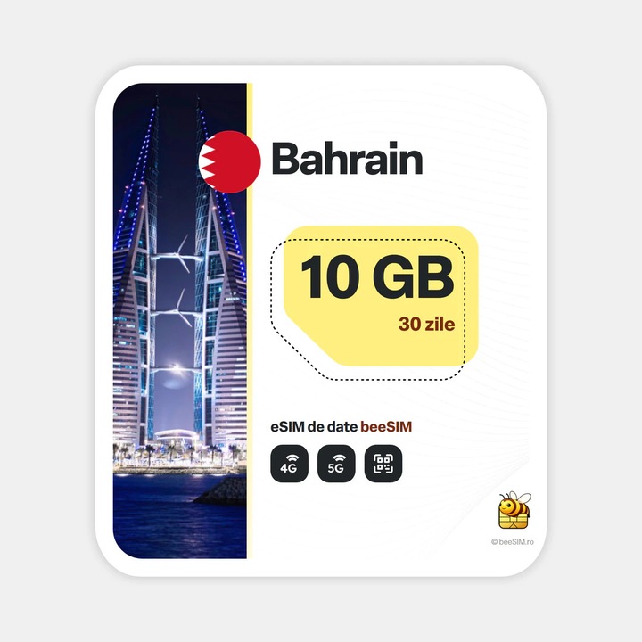 Cartela eSIM Internet, beeSIM, Bahrain, 10GB, 30 zile