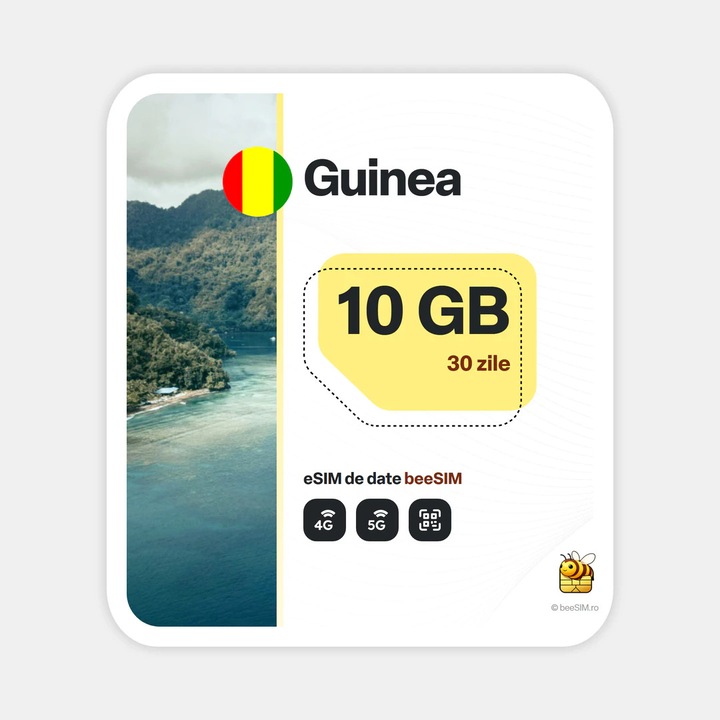 Cartela eSIM Internet, beeSIM, Guinea, 10GB, 30 zile