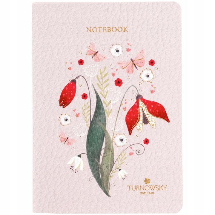 Caiet A6 60 file cu patratele, hartie crem, roz, Axent