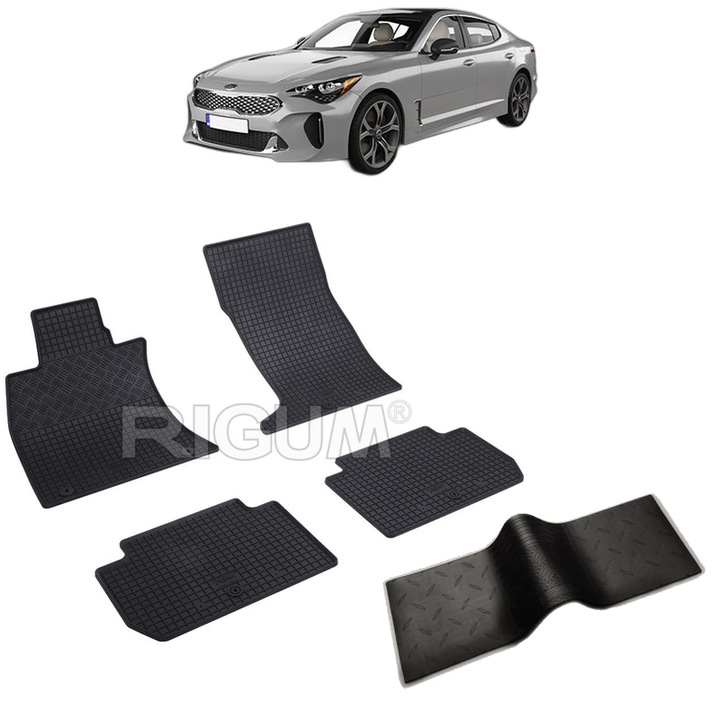 Set covorase auto KIA STINGER din 10.2017 - 2026, cu covoras tunel median, Caroserie SEDAN 4X4