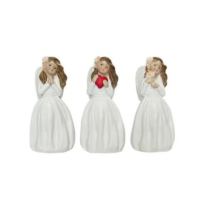 Set de 3 Figurine Îngerași, Rasina, Alb, 15 cm, Diferite Modele
