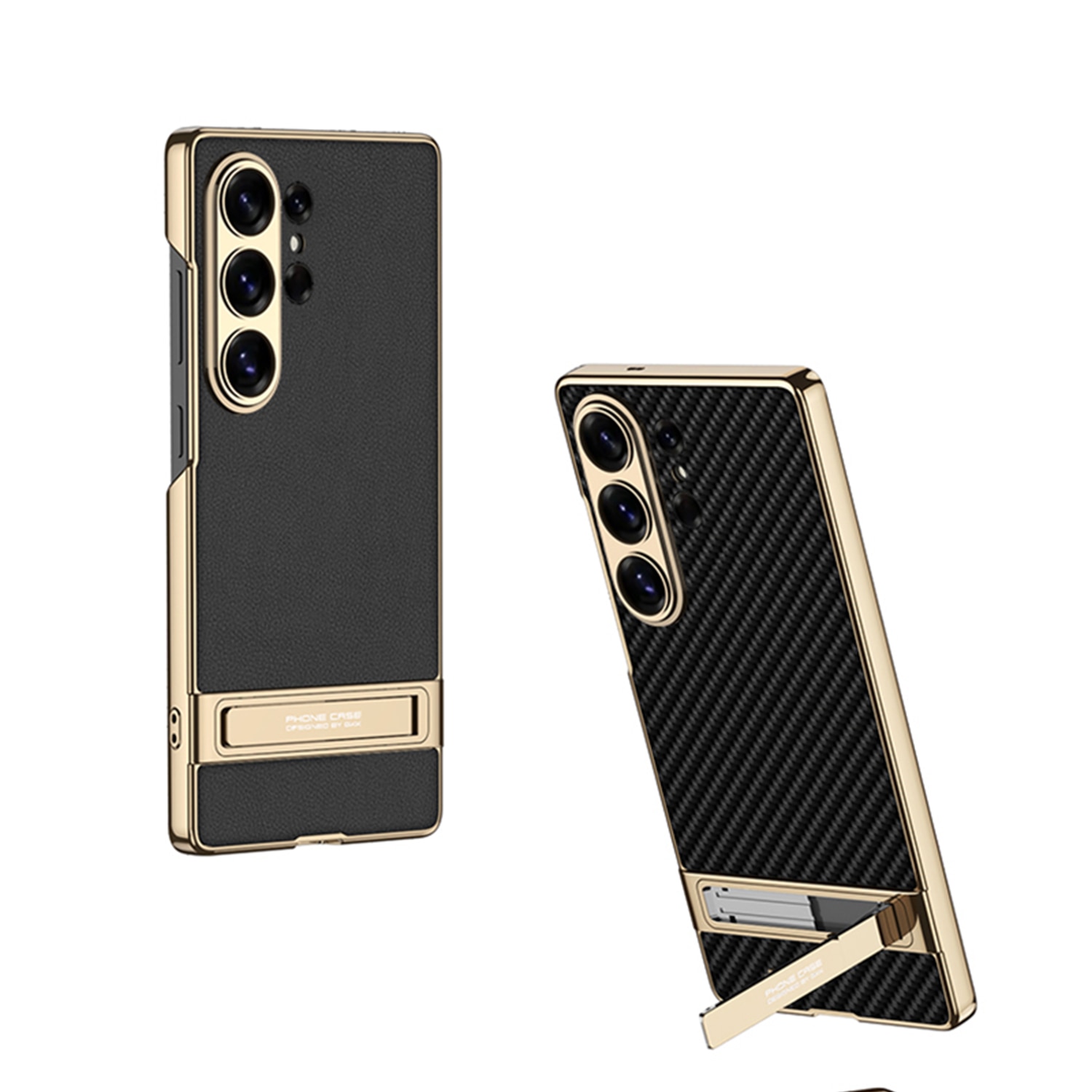 Husă pentru Samsung Galaxy S26 Ultra, Agora, piele ecologică, suport integrat, neagră