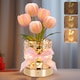 Lampa de flori Excitat@, Floarea Lalea, Reincarcabila, Fara fir, Reglabil in 3 culori, Decor pentru casa, Cadou pentru femei, mama, sotie, Aur