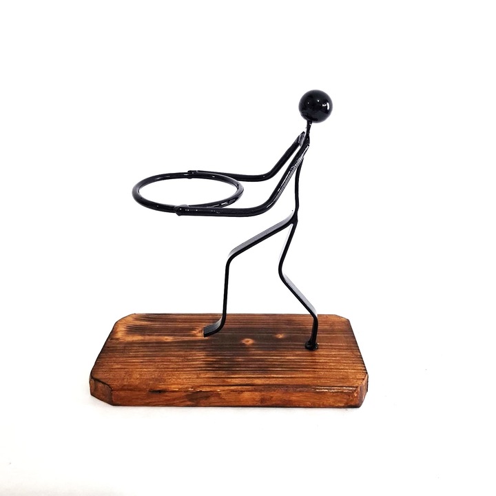 Suport flori, din lemn si fier, handmade, 20x10x23cm