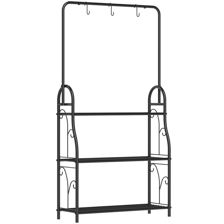 Stand pentru Flori, Outsunny, Metal,75 x 25 x 137 cm, Negru