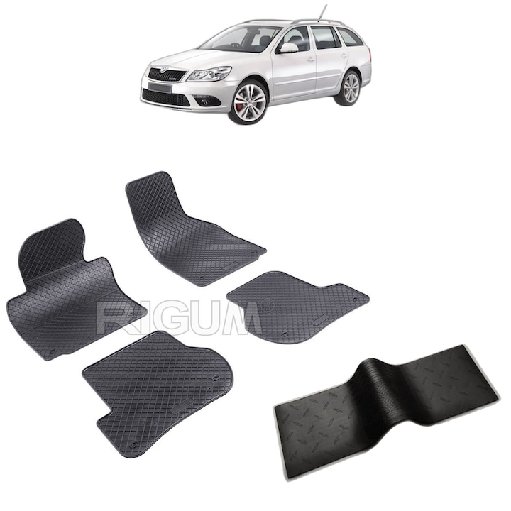 Set covorase auto SKODA OCTAVIA II din 2004 - 04.2013, cu covoras tunel median, Caroserie COMBI