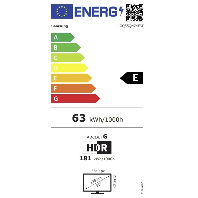 Televizor Samsung Neo QLED GQ55QN74FATXZG, 138 cm, 4K UHD, HDR, Smart TV, control vocal (Samsung Bixby), 100 Hz