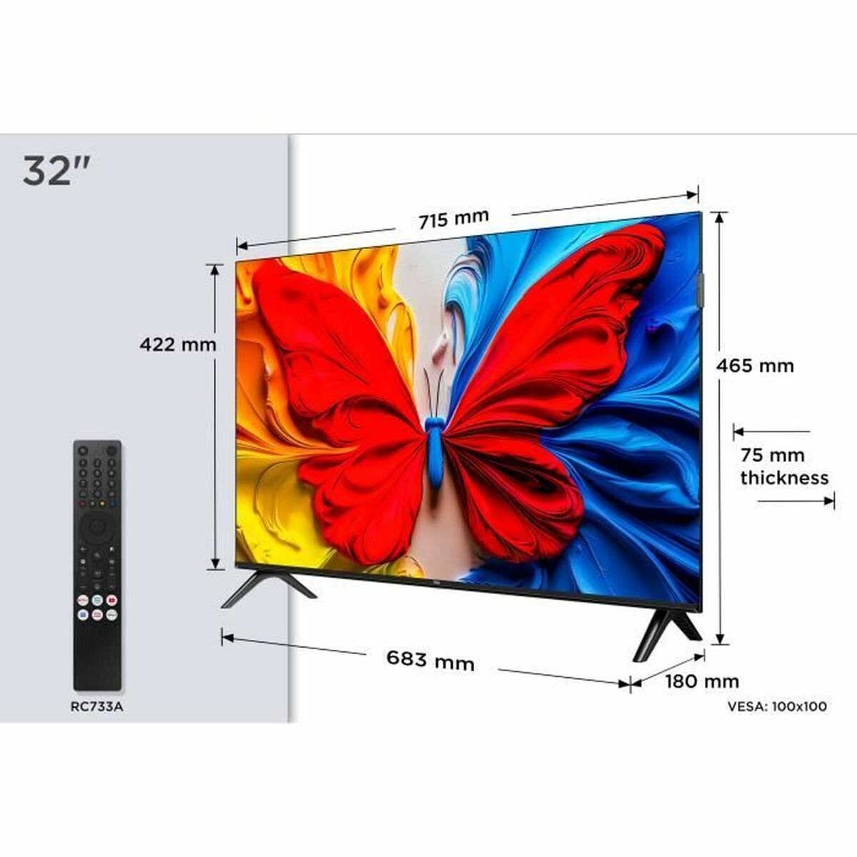 Televizor, TCL, 32S51K, 32", QLED, Full HD 1920x1080, Android TV, negru