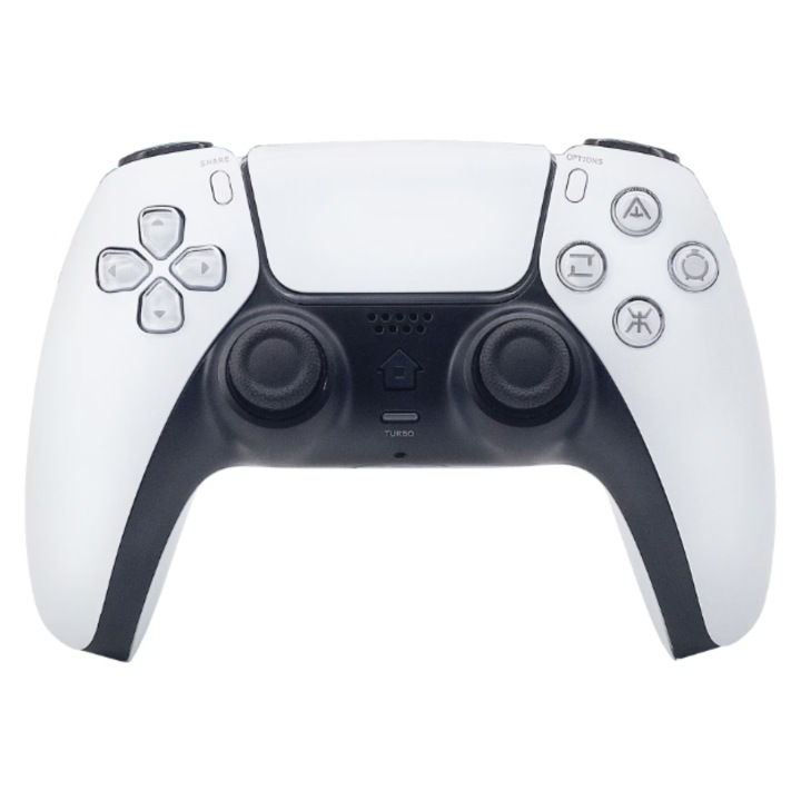 Безжичен контролер Reimungkot, съвместим с PC, PS4, DualSense, вграден високоговорител, тъчскрийн, вибрации, USB зареждане, бял