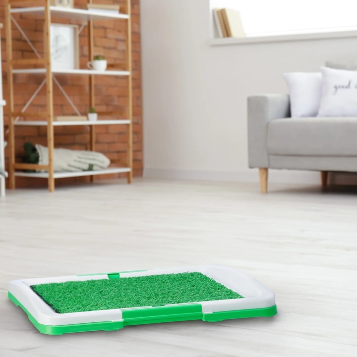 Litiera pentru catei cu iarba - toaleta usor de curatat pentru caini
