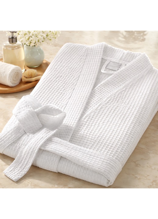 Halat SPA 100% Bumbac, 210 g/m², Moale si Confortabil, Unisex, Alb, Alb