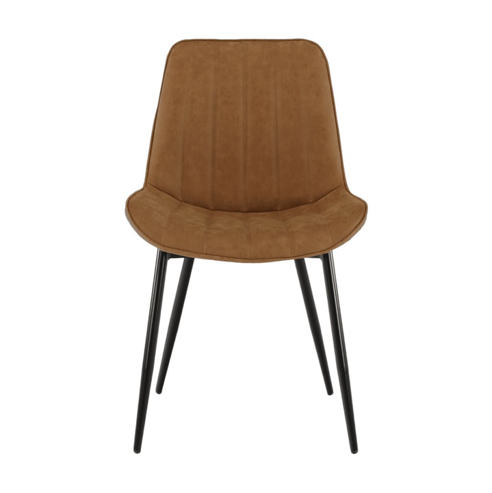 Hazal barna teve műbőr étkezőszék fekete fém lábakkal 49x57x85 cm