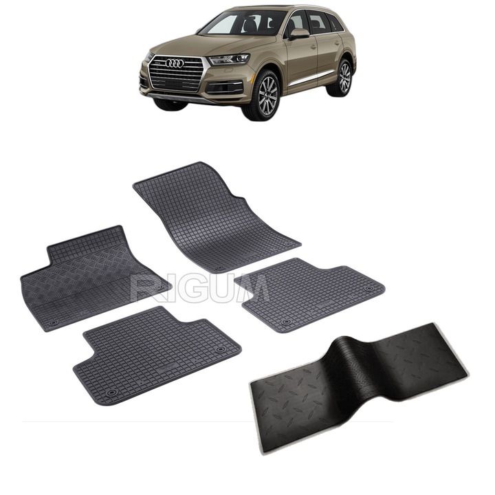 Set covorase auto AUDI Q7 4M din 06.2015 - 2026, cu covoras tunel median, Caroserie SUV