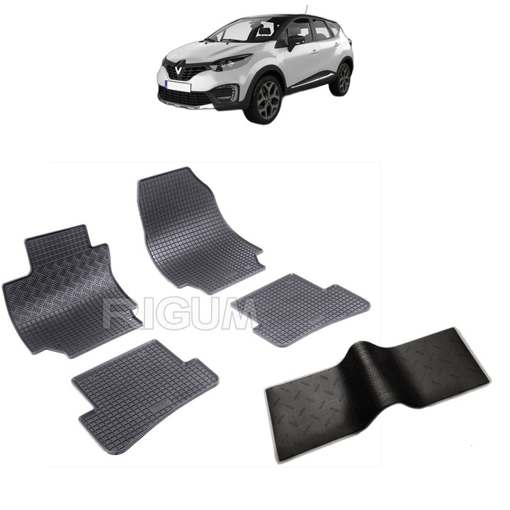 Set covorase auto RENAULT CAPTUR I din 04.2013 - 12.2019, cu covoras tunel median, Caroserie SUV