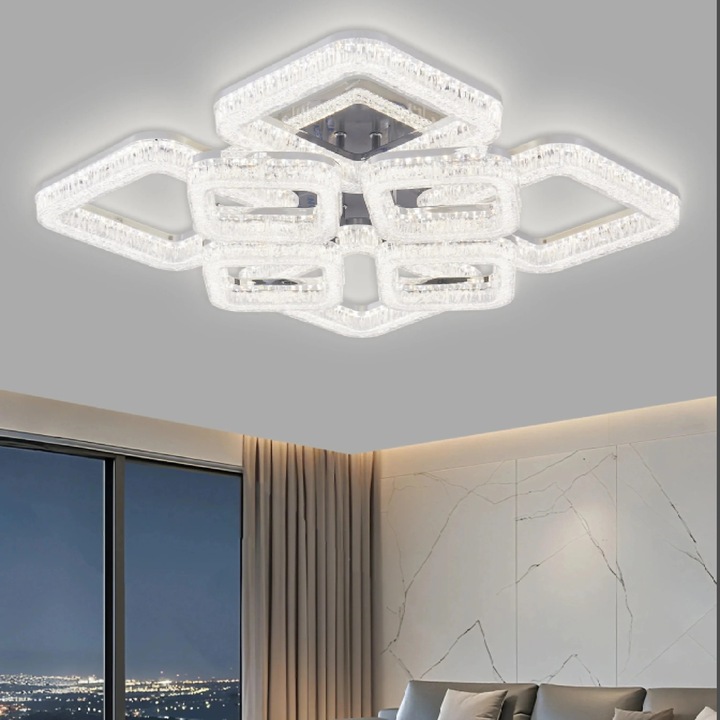 LED полилей RFAN, Модел K3535/4+4CH, С дистанционно управление, 3 вида светлина, Регулируем интензитет, 200W, Сребрист