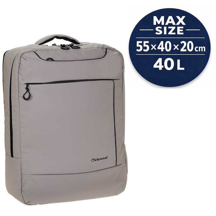 Rucsac mare de calatorie Diplomat, 55x40x20 cm, 40 L, poliester impermeabil, 1 kg, 17 inch, BF211, bej