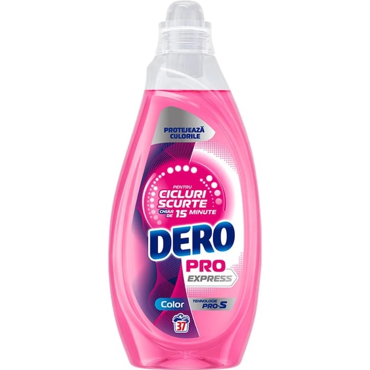 Detergent lichid pentru haine, Dero Pro Express Color, 37 spalari, 1.48 l