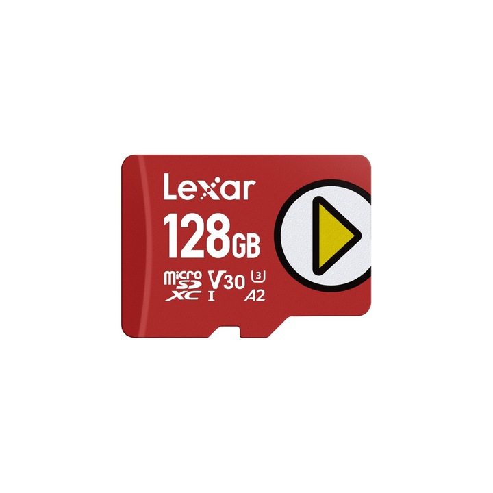 Card Micro SD Lexar Play 128 GB, microSDXC UHS-I, pana la 205 MB/s citire, 140 MB/s scriere, clasa 10, U3, V30, A2, video 4K, card de mare viteza pentru comutator/dispozitive portabile de jocuri/smartphone-uri