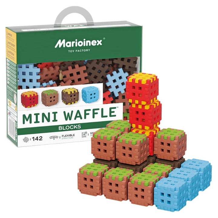 Set De Blocuri Educationale, Marioinex, Mini Waffle, Moale Si Flexibil, Siguranta Produsul Respecta Standardele Europene Ce, Posibilitate De Spalare Sub Apa Curenta Cu Sapun, Varsta Copilului De La 3 Ani, Multicolor, 142 De Elemente