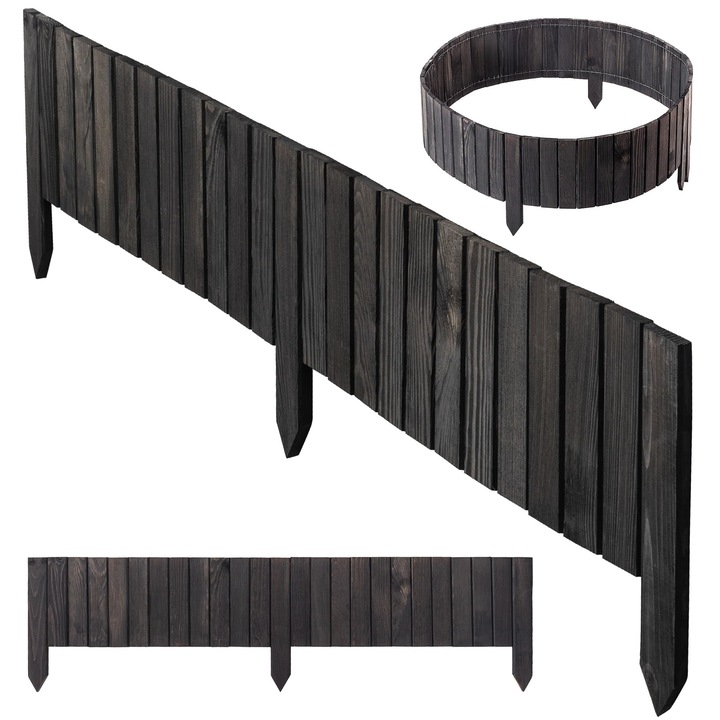 Gard de gradina din lemn KADAX, 116 x 20 cm, antracit