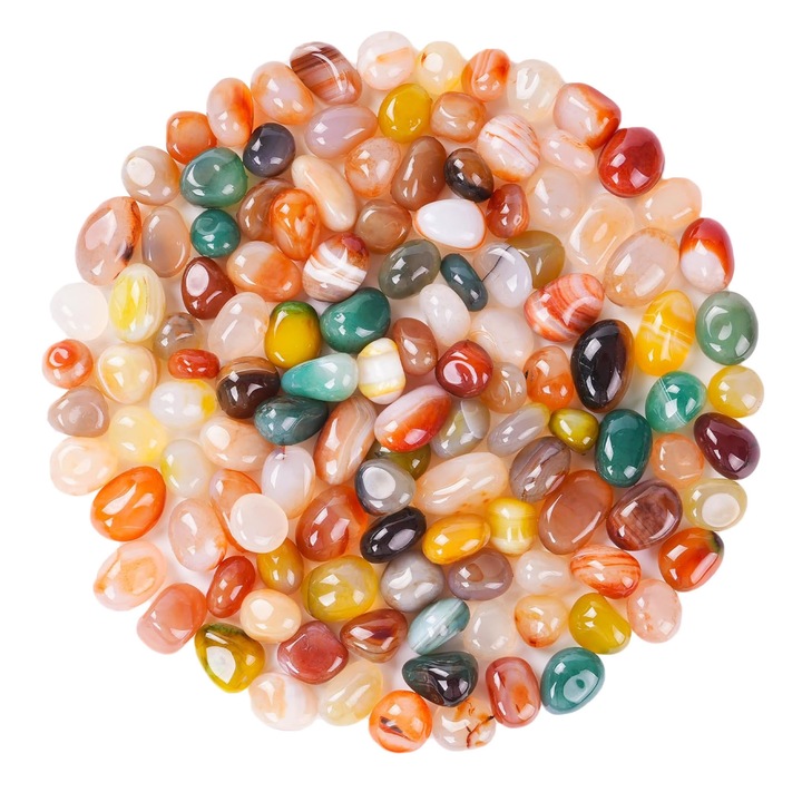 Dekoratív kő szett kertbe, AFKSMILE, 500g, Hosszú élettartamú, Kiváló minőségű kivitelezés, Kertbe, alkalmas edények, kertek és akváriumok díszítésére, Achát, 5-10mm, Többszínű
