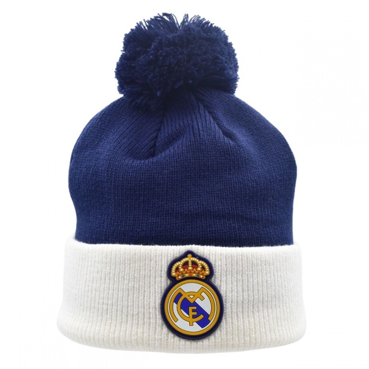 Téli Sapka Real Madrid Hivatalos Licencelt Sapka RM5GO28 Tartós Akril Kényelmes Modern Dizájn Sötétkék Unisex Szenvedélyes Szurkolók Számára Sport Futball Kiegészítő