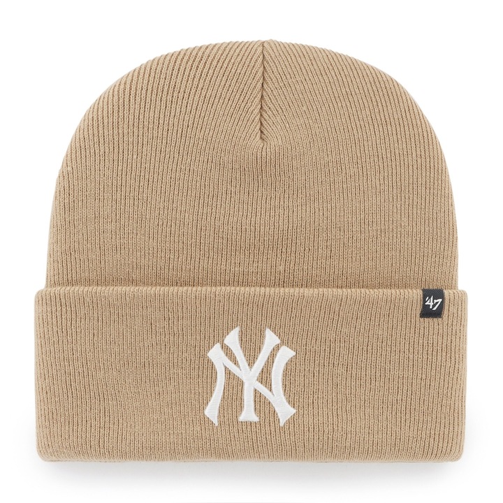 Оригинална унисекс зимна шапка 47 Brand New York Yankees Haymaker Cuff Knit B-HYMKR17ACE-KHB Khaki, универсален размер OSFM, 100% акрил, първокласен спортен и ежедневен аксесоар