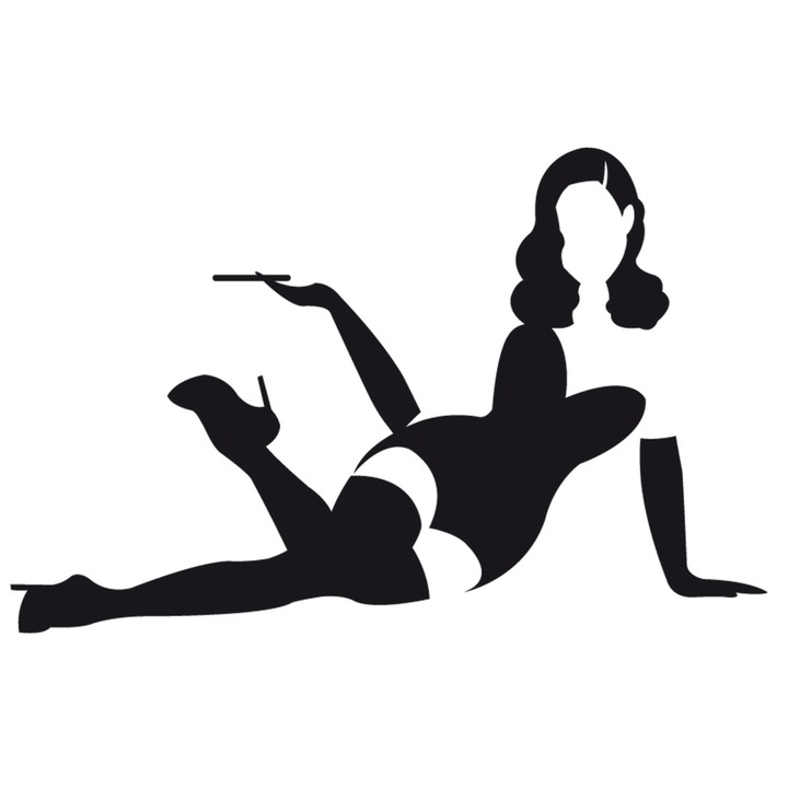 Sticker auto "Girl Silhoutte'', M1, 10cm, Negru