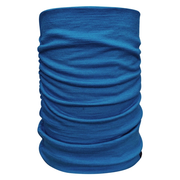 Buff subtire dublat din lana merinos si matase Blue