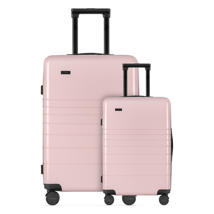 Set 2 trolere - cabina si mare, Eternitive, E3, Material policarbonat + ABS, Lacat TSA, Roti duble 360, Roz