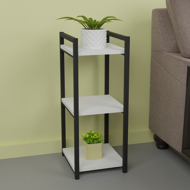 Etajera pako world Harvey, alb-negru, 3 rafturi, 33x28x70 cm