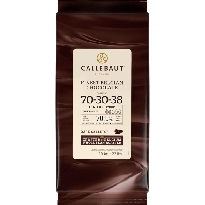 Callebaut ciocolata neagra 70.5% fina belgiana specialitate premium fulgi dropsuri de ciocolata fina neagra 70.5% cacao, banuti ciocolata callebaut 10 kg