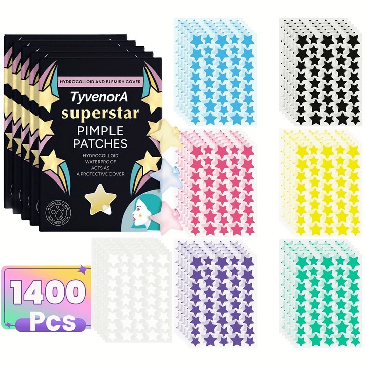 TYVENORA csillag alakú hidrokolloid tapaszok, 1400 db, hordozható, nem zsíros