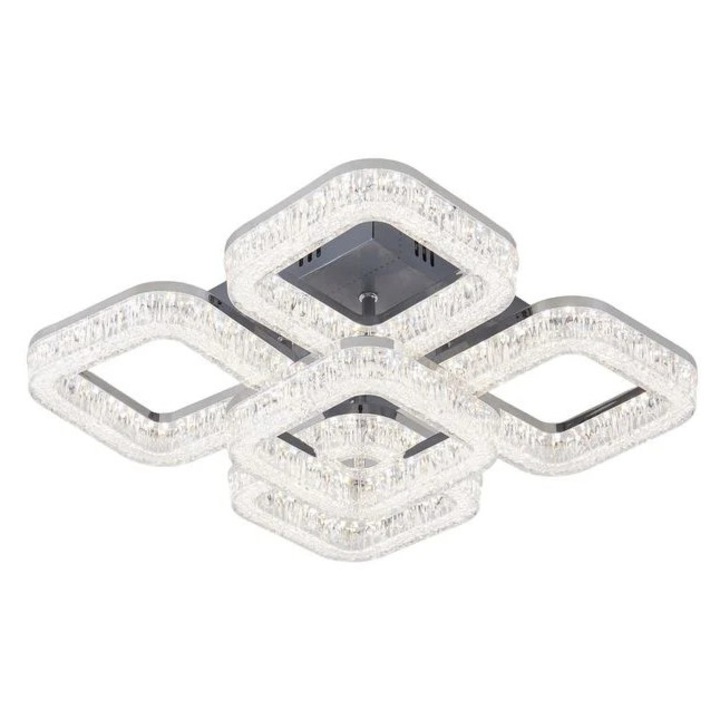 Lustra LED RFAN, Model K3535/4+1ACH, Cu Telecomanda, 3 Tipuri De Lumina, Intensitate Reglabila, 80W, Argintiu