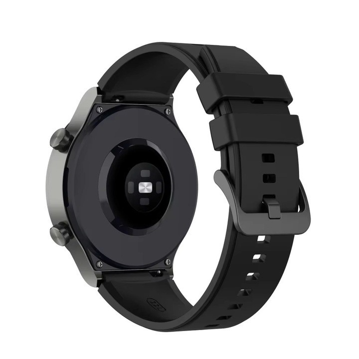 Szilikon szíj okosórához, 22 mm, fekete, Quick Release, kompatibilis Huawei, Garmin, Samsung, Amazfit, Xiaomi