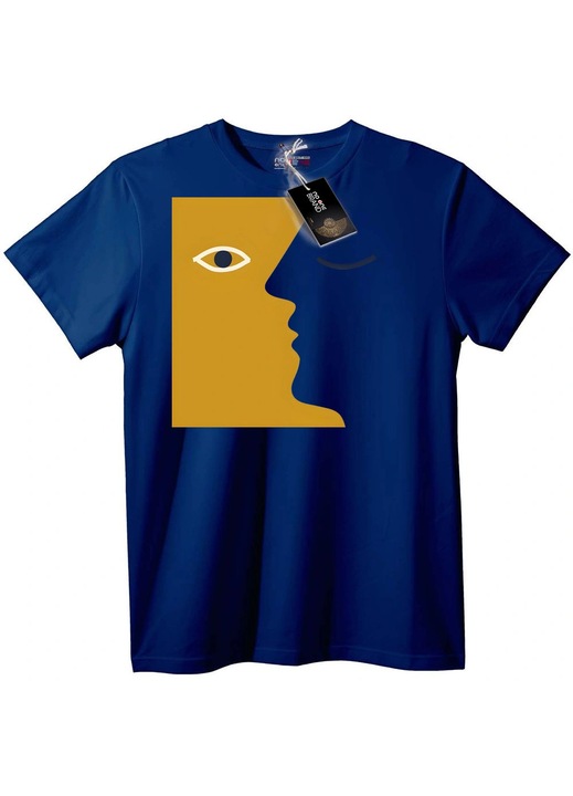 Tricou Față Abstractă cu Ochi, Bleumarin